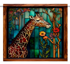 Giraffe Stained Glass Full Color Skinny Tumbler Wrap